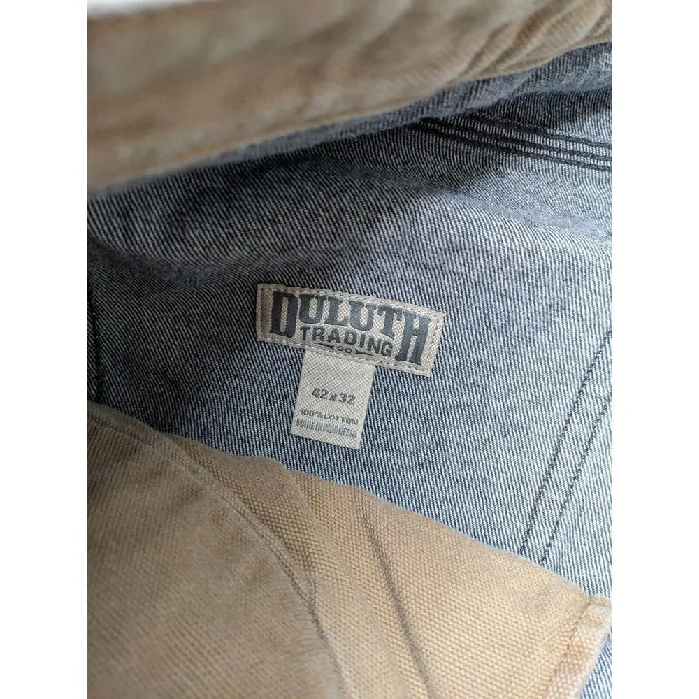 Duluth‎ Trading Co Mens 42 x 32 Jeans Black Washed Denim Thick Reinforced Hem
